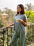 Women summer pajama set Pistache Lace shirt + Pants